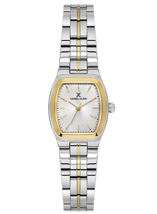 DANIEL KLEIN Women's Stainless Steel Silver and Gold Alloy Case Analog Silver Square Sunray Dial Japanese Quartz Premium 30 Meters Water Resistant