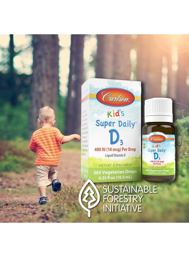 Carlson كارلسون - سوبر دايلي D3 للأطفال، قطرات فيتامين D للأطفال، 400 وحدة دولية (10 ميكروغرام) لكل قطرة، صحة القلب والمناعة، نباتي، قطرات فيتامين D سائلة، بدون نكهة، 365 قطرة - Image 4