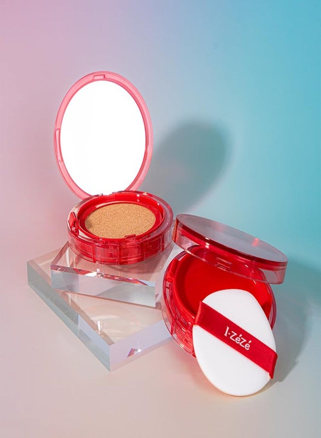 IZEZE Love Me Cushion 0.49 oz, 14g (#23 Nude) Glow Finish type, Dewy Finish, Korean Makeup Cushion for All Skin Types - Image 2