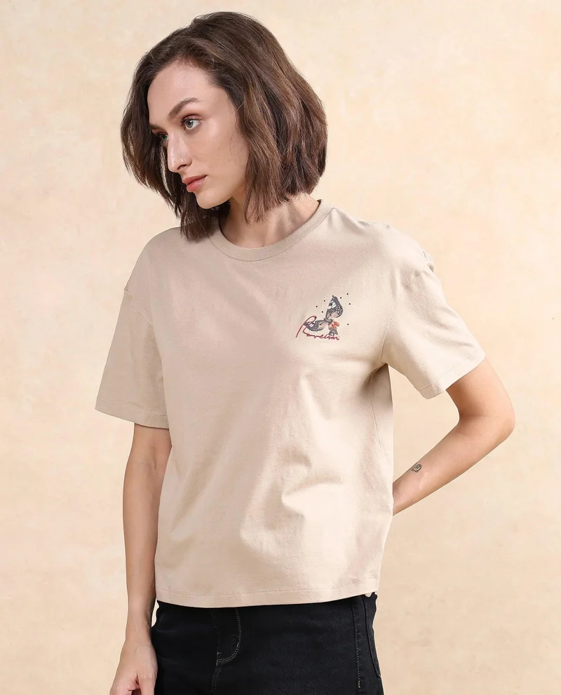 Rareism Women's Graphic Woman Printed T-Shirt