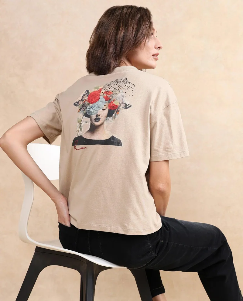 Rareism Women's Graphic Woman Printed T-Shirt