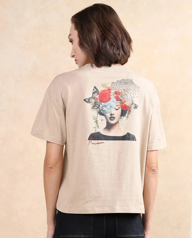 Rareism Women's Graphic Woman Printed T-Shirt