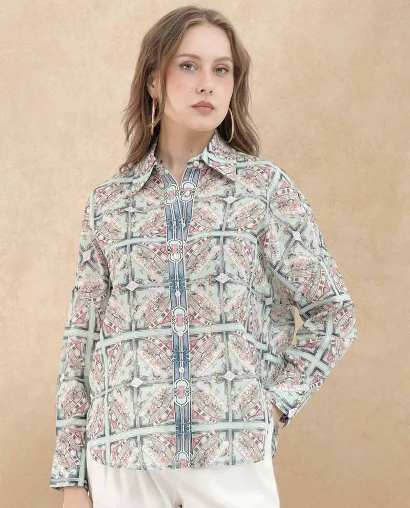 ريريزم Women's Architectural Geometric Print Shirt