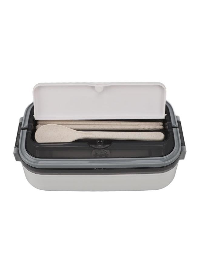 Thoraya 304 Stainless Steel Bento Box Adult Lunch Box Single Layer Microwave Safe Portable Split Bento Box for Students Office Workers White  - Image 2