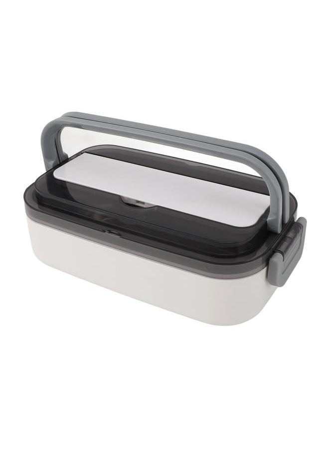 Thoraya 304 Stainless Steel Bento Box Adult Lunch Box Single Layer Microwave Safe Portable Split Bento Box for Students Office Workers White  - Image 1