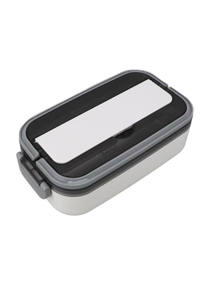 Thoraya 304 Stainless Steel Bento Box Adult Lunch Box Single Layer Microwave Safe Portable Split Bento Box for Students Office Workers White  - Image 3