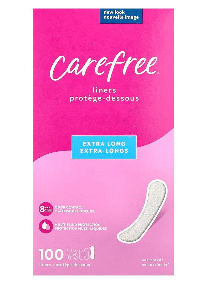 Carefree Liners Extra Long Unscented 100 Liners 