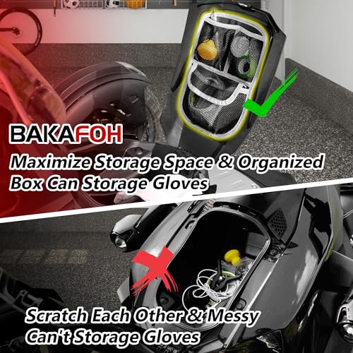 BAKAFOH 3 Mesh Pockets Front Trunk Lid Organizer Frunk Tool Storage Bag For Can Am Ryker 600 900 Sport Rally Edition 2019-2025 Accessories (Gray Piping) - Image 2