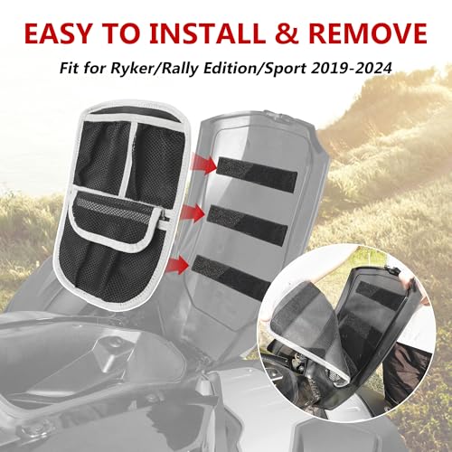 BAKAFOH 3 Mesh Pockets Front Trunk Lid Organizer Frunk Tool Storage Bag For Can Am Ryker 600 900 Sport Rally Edition 2019-2025 Accessories (Gray Piping) - Image 3