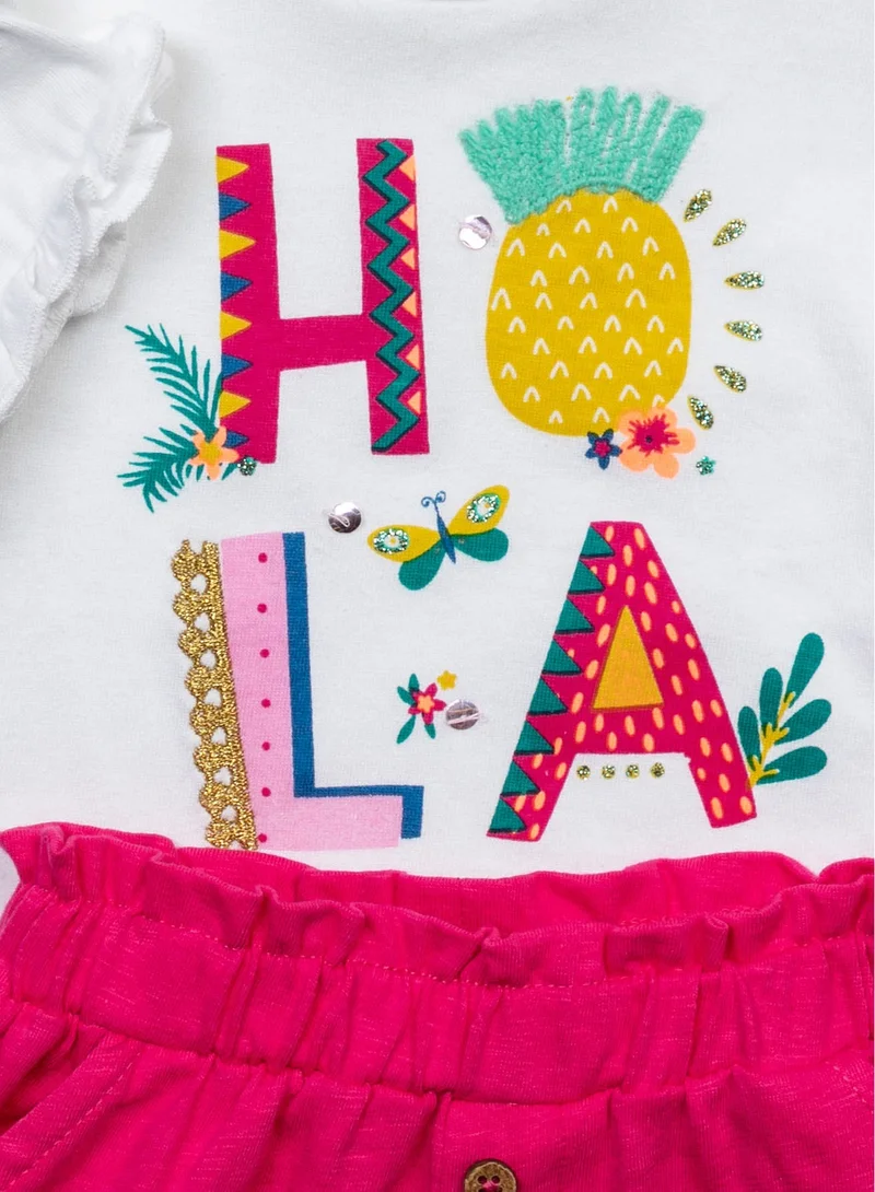 MINOTI Baby Girls T-Shirt and Shorts Set with Letter Print
