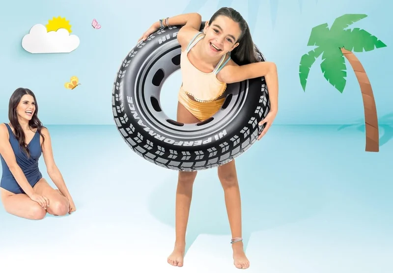 INTEX Wheel Patterned Floating Ring - Inflatable Wheel Floating Ring - Wheel Sea Floating Ring - Rubber Patterned Sea Floating Ring 91 Cm.