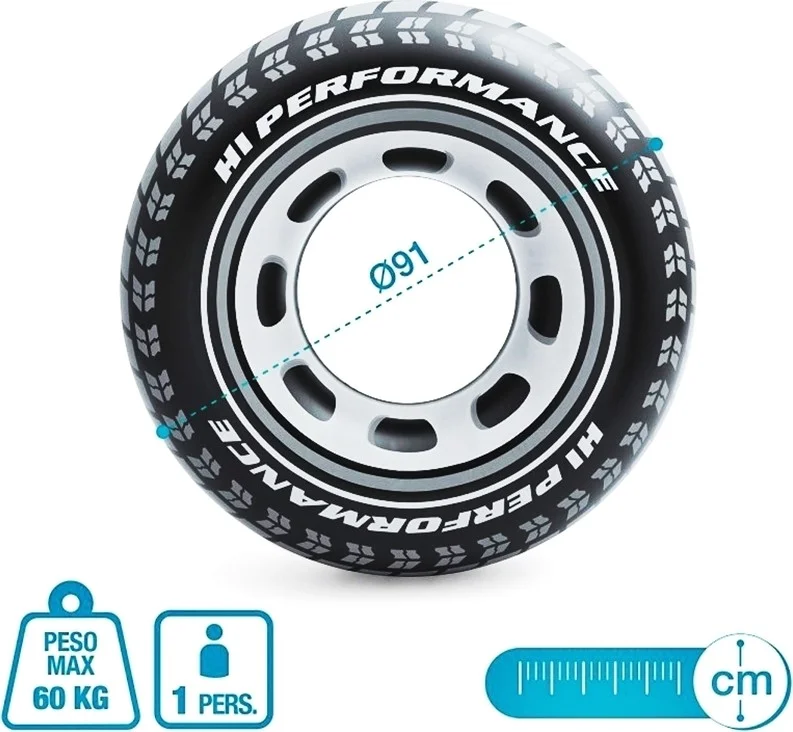 INTEX Wheel Patterned Floating Ring - Inflatable Wheel Floating Ring - Wheel Sea Floating Ring - Rubber Patterned Sea Floating Ring 91 Cm.