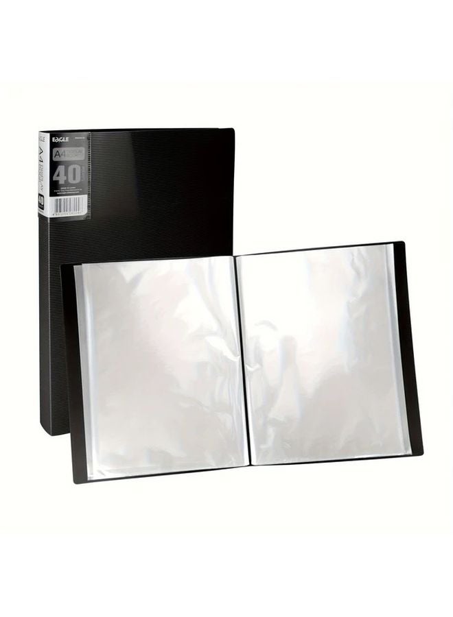 Black Eagle 40 Pocket Art Portfolio Binder with Clear Sleeves 8 7 x 11 8 Inches Holds 80 Pages - Image 1