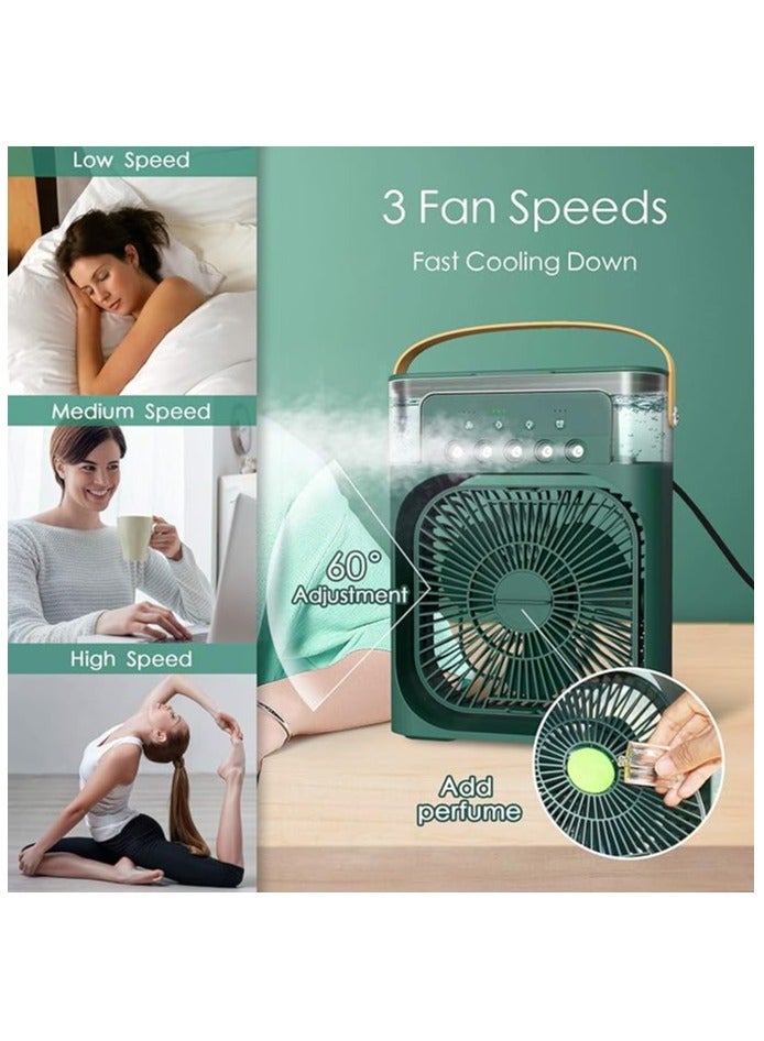 مروحة مكيف هواء صغيرة شخصية محمولة، مبرد هواء تبخيري مع 3 سرعات رياح (منخفض-متوسط-عالية) و7 ألوان إضاءة LED للغرفة والمكتب - Image 2