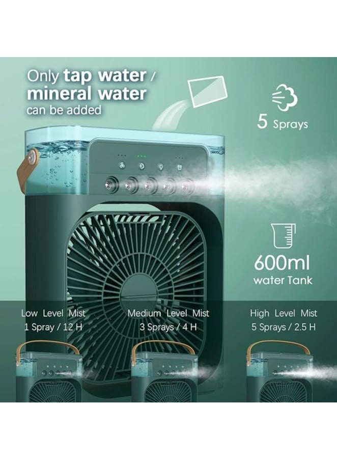 مروحة مكيف هواء صغيرة شخصية محمولة، مبرد هواء تبخيري مع 3 سرعات رياح (منخفض-متوسط-عالية) و7 ألوان إضاءة LED للغرفة والمكتب - Image 3