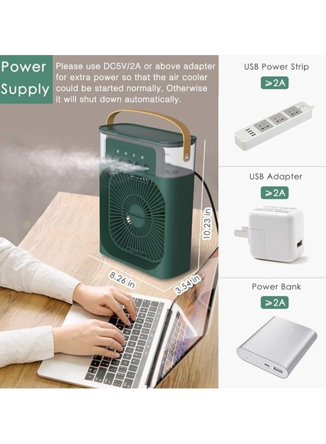 مروحة مكيف هواء صغيرة شخصية محمولة، مبرد هواء تبخيري مع 3 سرعات رياح (منخفض-متوسط-عالية) و7 ألوان إضاءة LED للغرفة والمكتب - Image 5