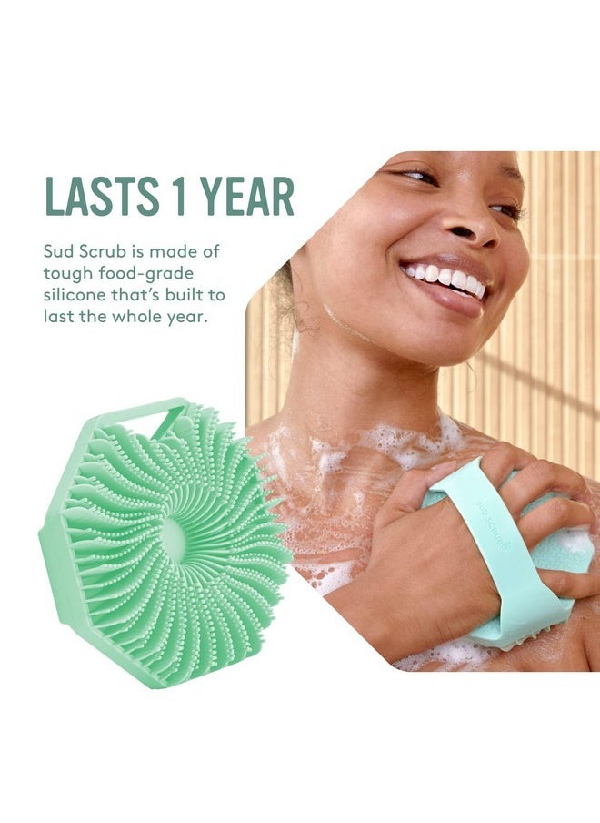 Sud Scrub Sud Scrub® Antimicrobial Silicone Body Scrubber, Exfoliating Body Scrubber for Sensitive Skin, Eco Friendly Shower Scrubber for Body, Silicone Body Brush for Showering, Mint  - Image 5