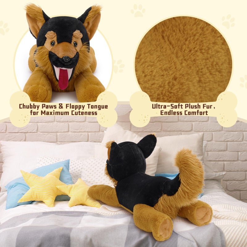 MaoGoLan 28 inches Large German Shepherd Stuffed Animal,Realistic and Fluffy Dog Plush Hugging Pillow,Adorable Puppy Plushie Gift for German Shepherd Lover - Image 5