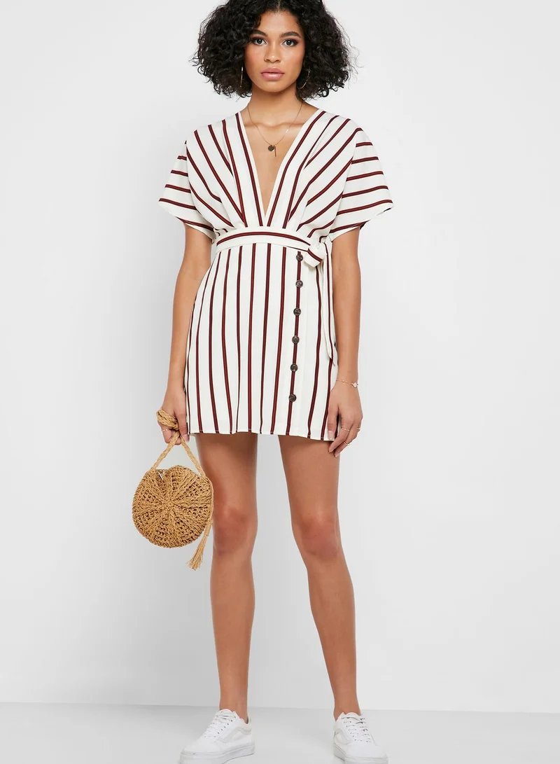 FOREVER 21 Plunge Striped Dress