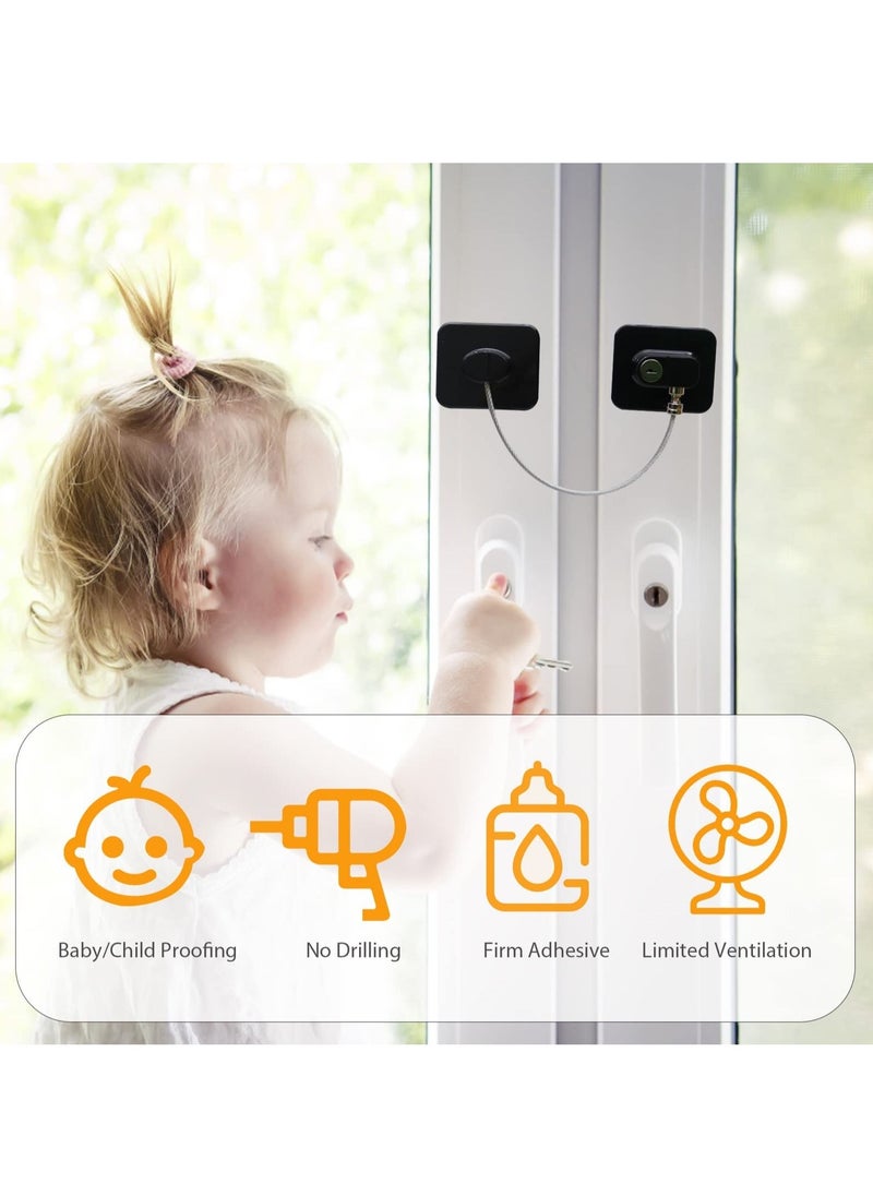 Generic Window Door Lock Cable Restrictor with Keys, Baby Child Safety Locks, Anti-Theft Security Lock, Protection Lock Buckle Cable Catch Wire for Home Safety  - Image 4