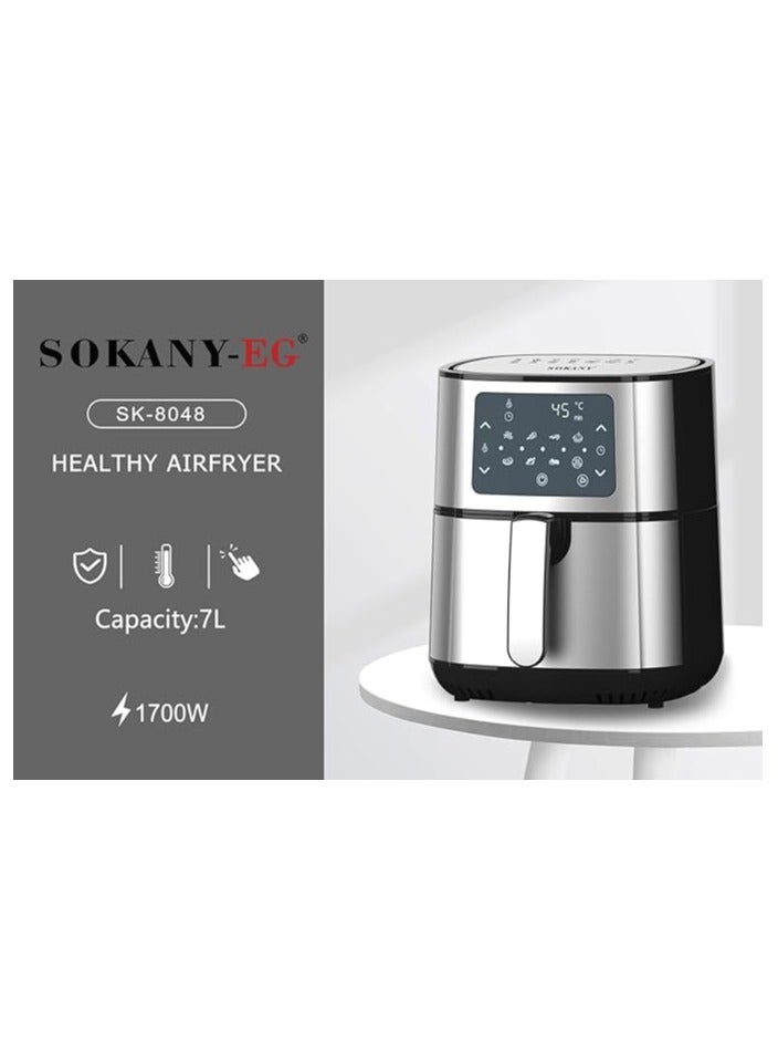 Sokany Essential Air Fryer SK 8048 Digital Touch Screen 7L 1700W Silver 220V 50Hz - Image 2