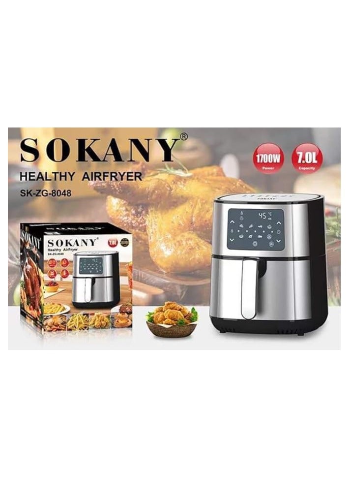 Sokany Essential Air Fryer SK 8048 Digital Touch Screen 7L 1700W Silver 220V 50Hz - Image 3
