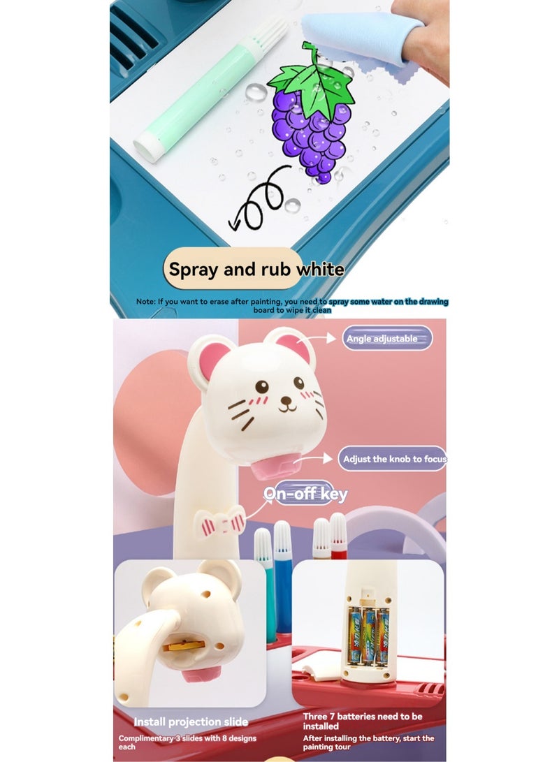 Panda Projection Table, Children'S Drawing Projector With Flashlight Slide Projector Toy, Tracing Sketch Table With Light Music, Suitable For Early Art Learning Game Gifts - Image 3