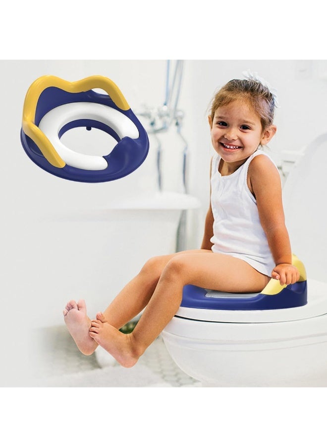 Potty Training Seat, Toddler Toilet Seat with Removable Cushion & Splash Guard, Potty Training Toilet Seat with Sturdy Handles and Backrest, Triple Anti-Slip Design Toilet Seat for Boys & Girls (Blue) - Image 1