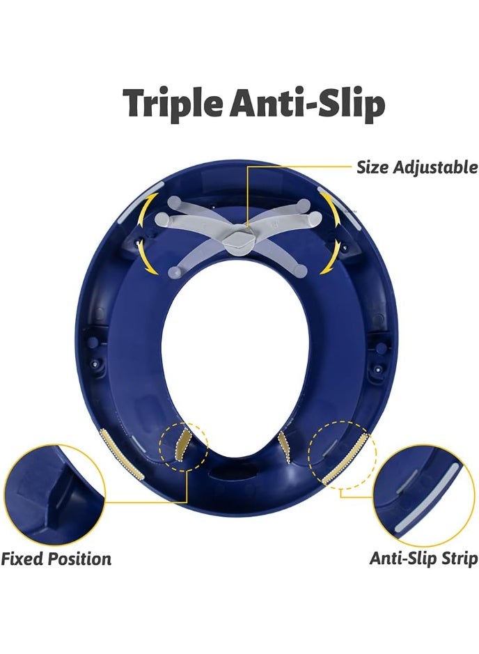 Potty Training Seat, Toddler Toilet Seat with Removable Cushion & Splash Guard, Potty Training Toilet Seat with Sturdy Handles and Backrest, Triple Anti-Slip Design Toilet Seat for Boys & Girls (Blue) - Image 4