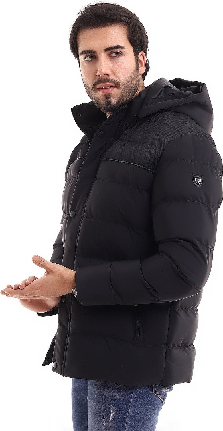 Sivaist Men's Hooded Black Water and Windproof Regular Puffer Coat & Jacket  - Image 3
