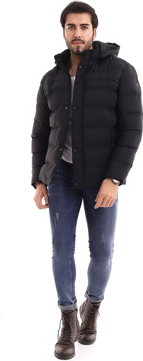 Sivaist Men's Hooded Black Water and Windproof Regular Puffer Coat & Jacket  - Image 1