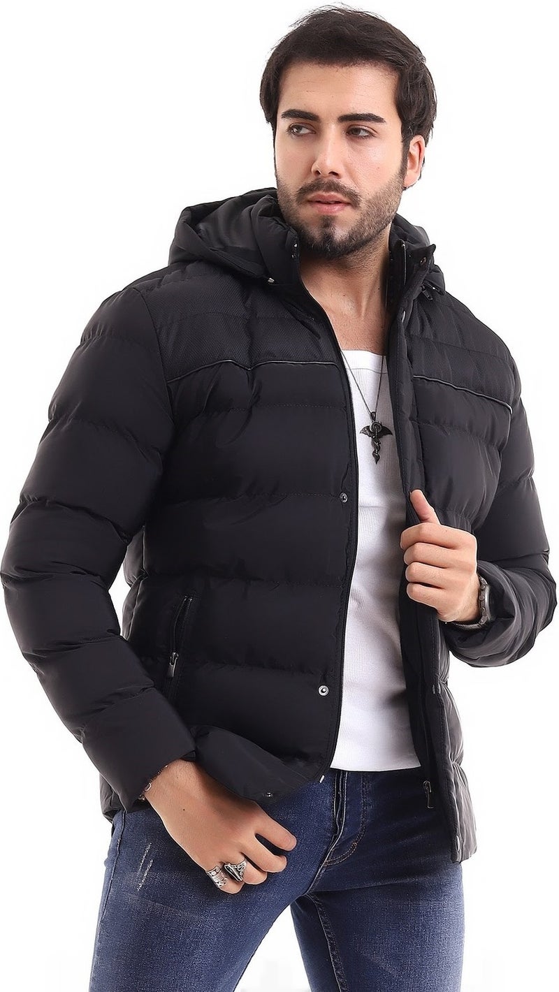 Sivaist Men's Hooded Black Water and Windproof Regular Puffer Coat & Jacket  - Image 2