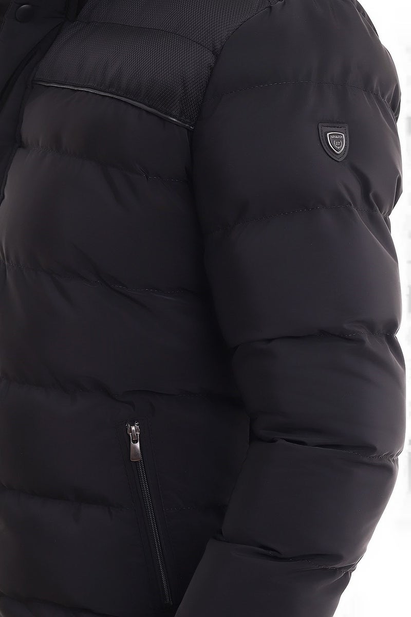 Sivaist Men's Hooded Black Water and Windproof Regular Puffer Coat & Jacket  - Image 4