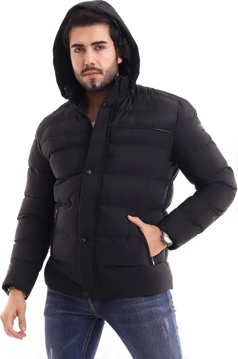 Sivaist Men's Hooded Black Water and Windproof Regular Puffer Coat & Jacket  - Image 5