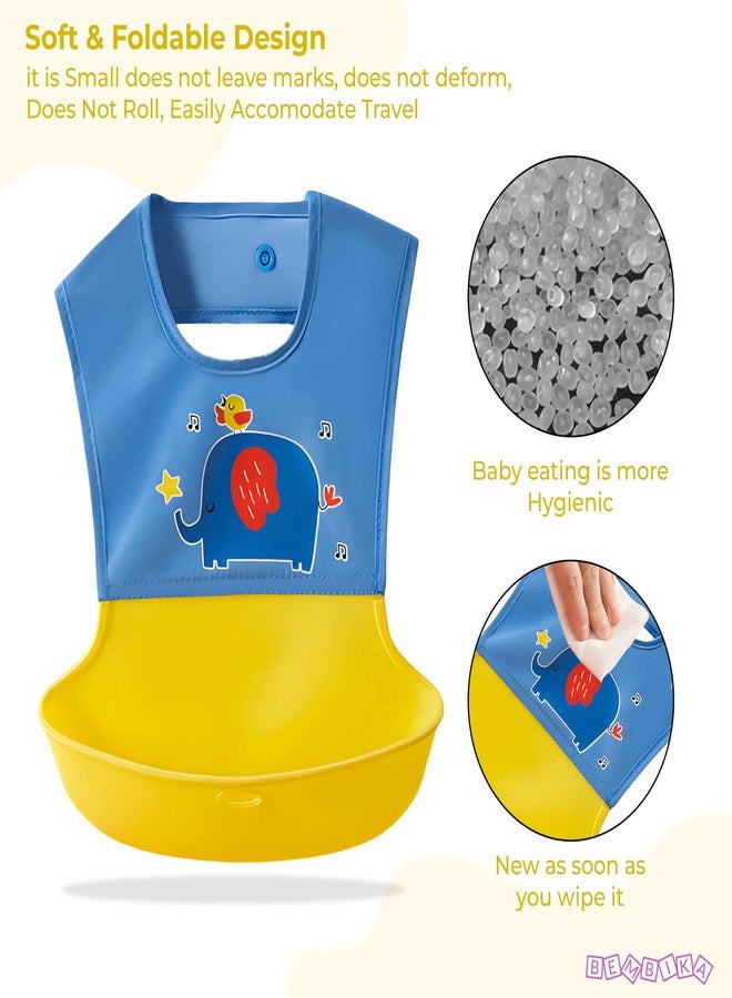 بيمبيكا مريلة تغذية الأطفال الأساسية من بيمبيكا، مصنوعة من السيليكون المقاوم للماء والقابل للغسل، خفيفة الوزن ومثالية لإطعام الأطفال الرضع والأطفال الصغار - (أزرق الفيل) - Image 5