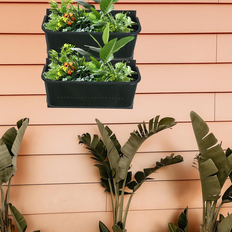 Vertical Garden Planter Wall Mounted Planter Box Military Green 33x14x18cm Indoor Outdoor Plant Pot - Image 5