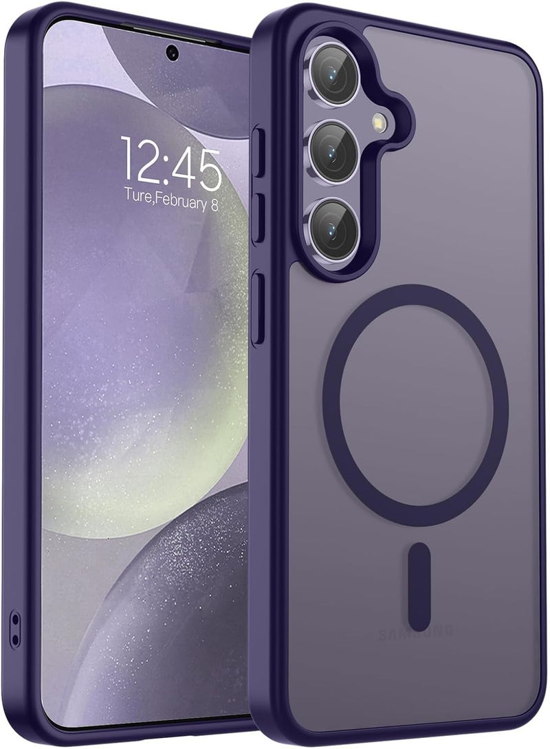 Elzzi Magnetic Guard Designed for Samsung S23 Plus 5G Case Translucent Matte Hard PC + TPU Back Cover [Compatible with MagSafe] Anti-Scratch Phone Case (Deep Purple) - Image 1
