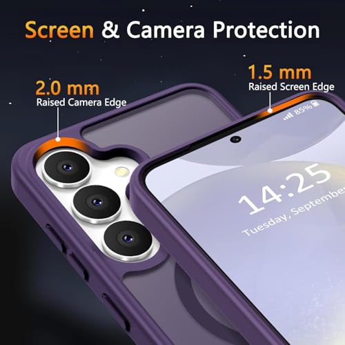 Elzzi Magnetic Guard Designed for Samsung S23 Plus 5G Case Translucent Matte Hard PC + TPU Back Cover [Compatible with MagSafe] Anti-Scratch Phone Case (Deep Purple) - Image 2