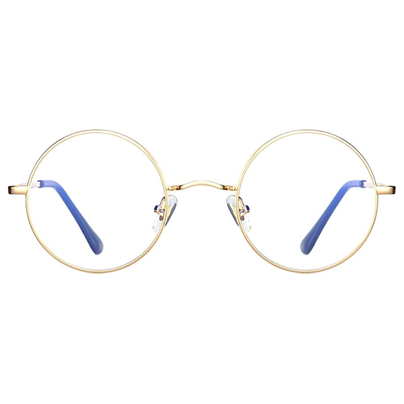 Kursan Round Blue Light Glasses for Women Men Retro Circle Metal Frame Eyeglasses Two Sizes Gold 48MM - Image 2