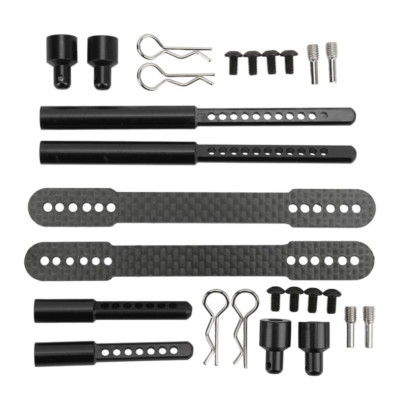 RC Shell Columns Front Rear Aluminum Alloy Carbon Fiber Car Body Mount Post for Axial SCX10 90046 90047 1/10 RC CarBlack - Image 1