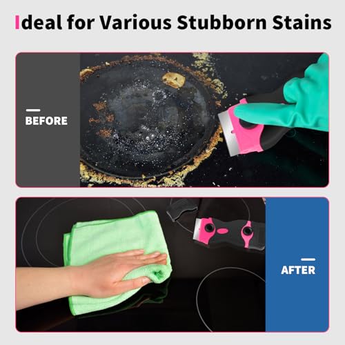 Nalisence Razor Blade Scraper Tool Kit - 2Pack Razor Scrapers & 40Pcs Extra Blades, Plastic Paint Scraper Tool, Razor Scraper Tool for Glass Top Stove, Scrappers for Cleaning Window, Cooktop, Oven, Floor - Image 4