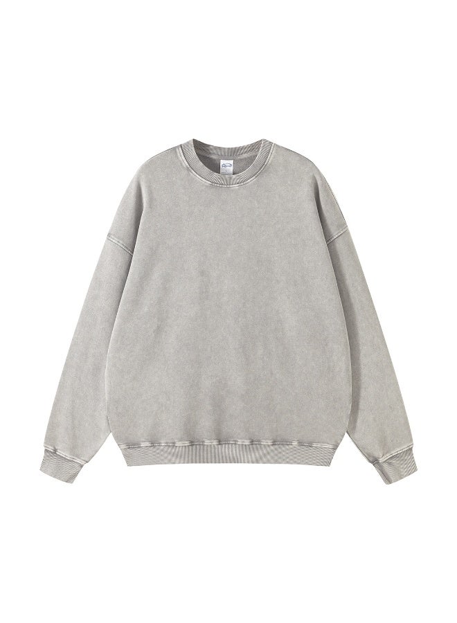 NIBEMINENT Retro Autumn Men Batik Washed Cotton Sweatshirts Unisex Loose Terry O Neck Pullovers Streetwears - Image 1