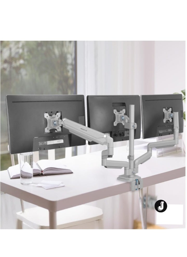 JAJEEK 3-Monitor Stand with Balanced Adjustment – USB & Audio Ports, VESA-Compatible for 24”-32” Screens, Ideal for Gaming, Workstations, and Multi-Screen Setups  - Image 3