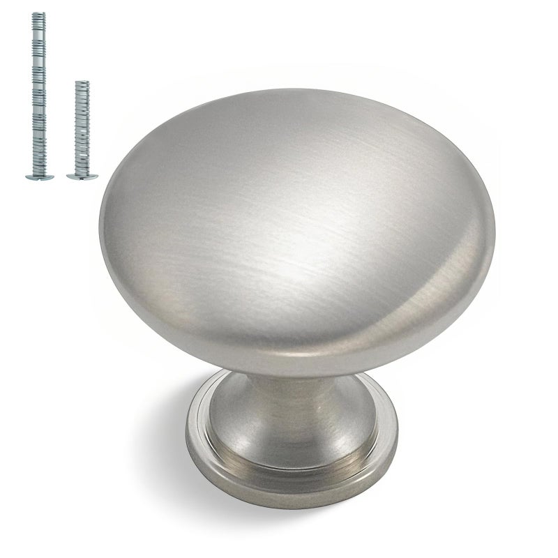 homdiy 5 Pack Round Cabinet Knobs Brushed Nickel Drawer Knobs Solid Zinc Alloy Kitchen Pulls for Kitchen Bathroom