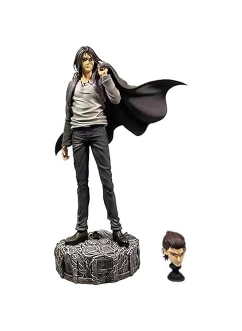 Eren Jaeger Figure Model Statue - 30cm Standing Pose Anime Action Figure Sculpture, 2 Head Changeable, PVC Handmade Collectible Desktop Display Decoration