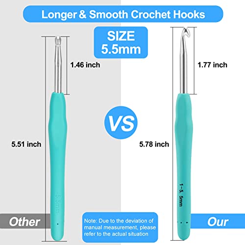 Vodiye Professional Extra Long 5.5mm Crochet Hooks Set, Ergonomic Handle, for Beginners and Experienced Lovers - Image 2