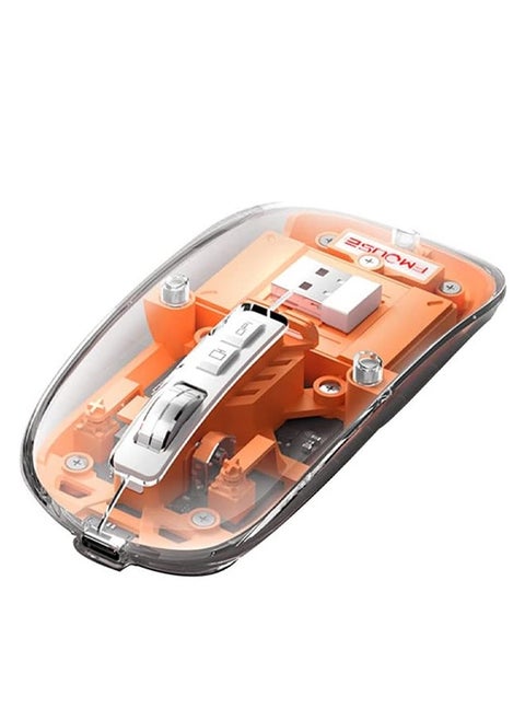 Three-Mode Magnetic Transparent 10M Wireless Mouse: Modern technology and a unique transparent silent design for an outstanding user experience - Orange