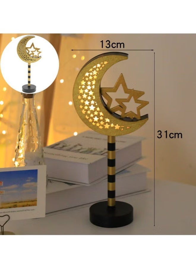أف بي سي FPC رمضان الديكورات الزخرفة الخشبية القمر LED أضواء للمنزل، رمضان مصباح، الإسلام المسلمة الحدث الحزب، ديكور الطاولة المنزلية، رمضان كريم هدايا - Image 2