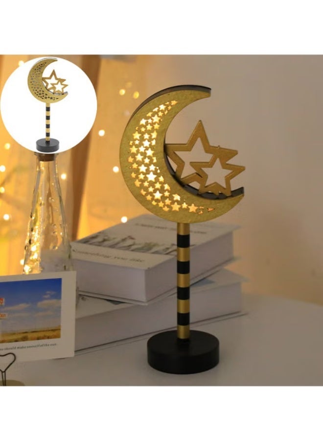 أف بي سي FPC رمضان الديكورات الزخرفة الخشبية القمر LED أضواء للمنزل، رمضان مصباح، الإسلام المسلمة الحدث الحزب، ديكور الطاولة المنزلية، رمضان كريم هدايا - Image 1