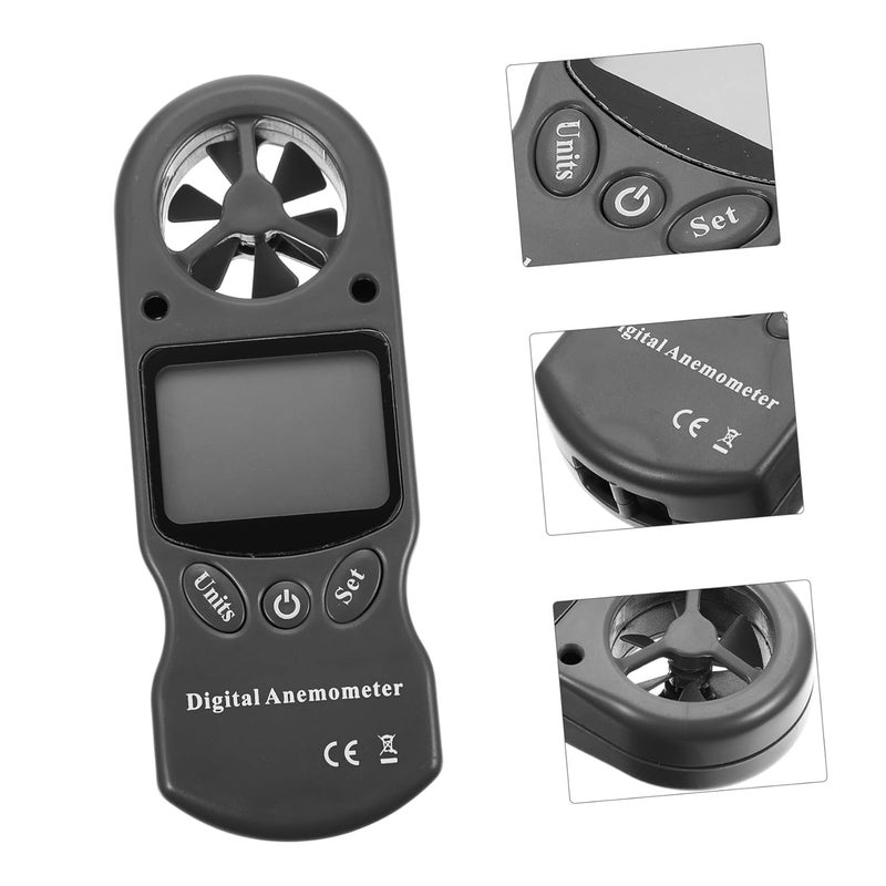 مقياس سرعة الرياح المحمول باليد الأسود الصغير لقياس الرطوبة ودرجة الحرارة للاستخدام الداخلي والخارجي - Image 5